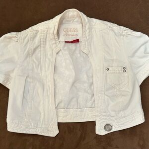 Guess White Cropped Jean Jacket